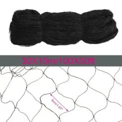 Fuglenet - Beskyttelsesnet - 30×15 m - Maskestørrelse 5 cm - Polyester - Til frugttræer, have og frugtplantage - Sort
