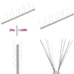 Fuglepigge i 4 rækker sæt med 20 stk. 10 m rustfrit stål - Fuglepig - Fuglepigge - Home & Living