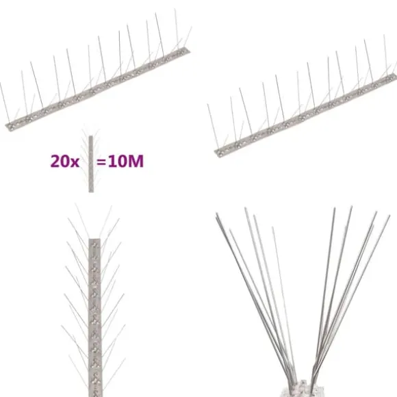 Fuglepigge i 4 rækker sæt med 20 stk. 10 m rustfrit stål - Fuglepig - Fuglepigge - Home & Living