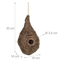 Fuglerede, Strå, 30x16x16 cm, Naturlig