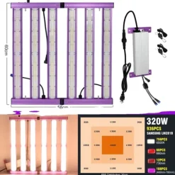 Fuldspektret LED vækstlys, dæmpbart, høj PPFD-udgang,320W