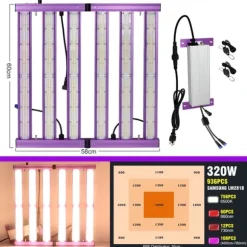 Fuldspektret LED vækstlys, dæmpbart, høj PPFD-udgang,320W