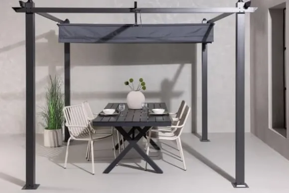 FURNLUX UDENDØRS PERGOLA LAZIO GRÅ & SORT 295 CM