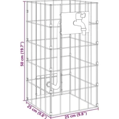 Gabion søjle i rustfrit stål - Moderne landskabspleje | Størrelse: 25x25x50 cm | Farve: Sølv