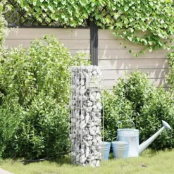 Gabion søjle i rustfrit stål - Moderne udendørs dekoration | Størrelse: 25x25x100 cm