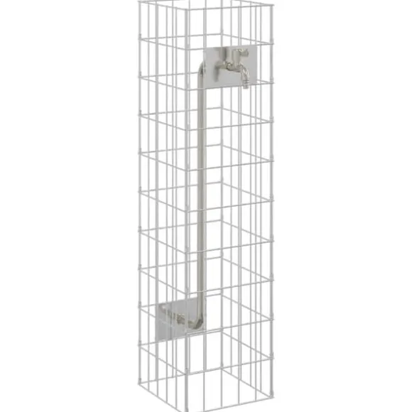 Gabion søjle i rustfrit stål - Moderne udendørs dekoration | Størrelse: 25x25x100 cm