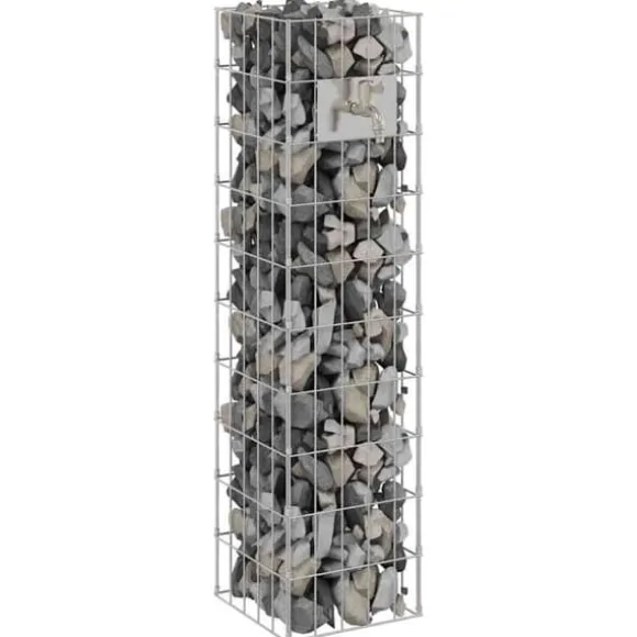 Gabion søjle i rustfrit stål - Moderne udendørs dekoration | Størrelse: 25x25x100 cm