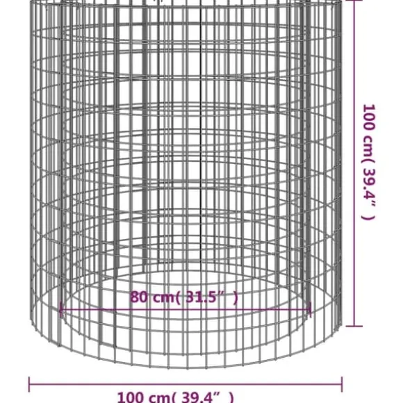 Gabion-bålkurv Ø 100 cm galvaniseret jern - Gabion-bålkurv - Gabion-bålkurve - Home & Living
