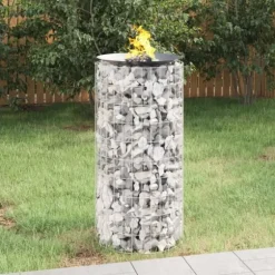 Gabion-bålkurv Ø 50 cm i galvaniseret jern for grill og planter | Farve: Galvaniseret | Størrelse: Ø 50 cm