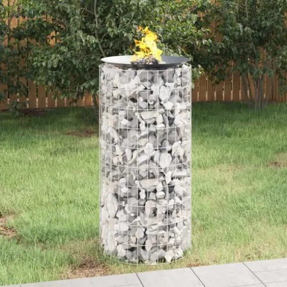 Gabion-bålkurv Ø 50 cm i galvaniseret jern for grill og planter | Farve: Galvaniseret | Størrelse: Ø 50 cm