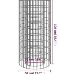 Gabion-bålkurv Ø 50 cm i galvaniseret jern for grill og planter | Farve: Galvaniseret | Størrelse: Ø 50 cm
