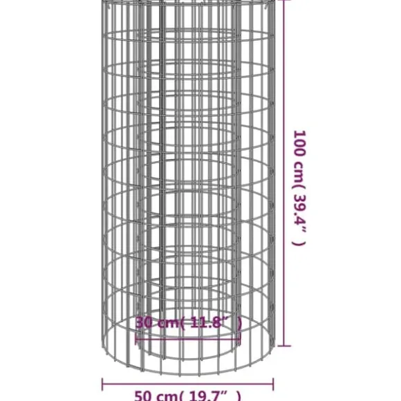 Gabion-bålkurv Ø 50 cm i galvaniseret jern for grill og planter | Farve: Galvaniseret | Størrelse: Ø 50 cm