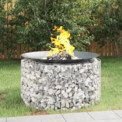 Gabion-bålkurv 100 cm - Galvaniseret jern til have og terrasse | Farve: Grå | Størrelse: Ø 100 cm