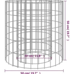 Gabion-bålkurv i galvaniseret jern Ø 50 cm | Farve: Sølv | Størrelse: 50 cm