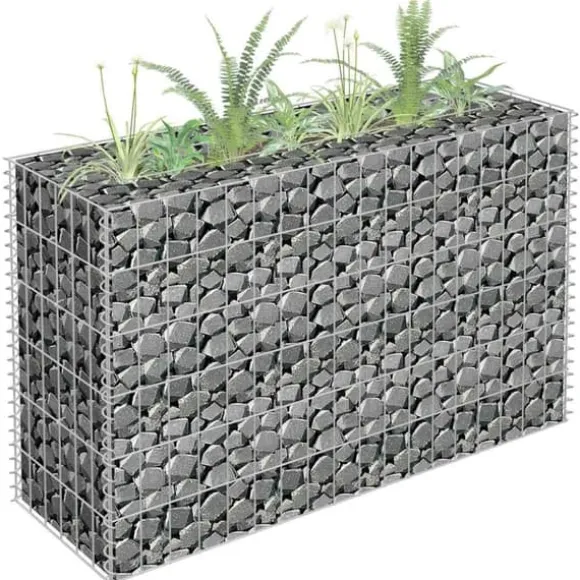 Gabion-højbed i galvaniseret stål - Plantekasse | Størrelse: 90x30x60 cm