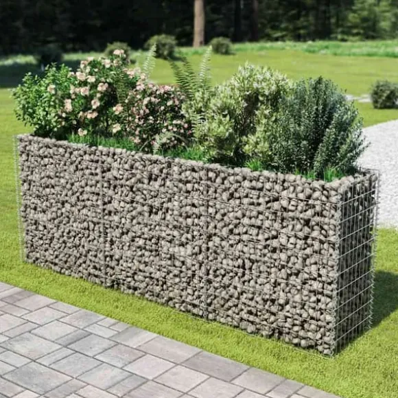 Gabion-højbed i galvaniseret stål - Robuste plantekasser | Størrelse: 270x50x100 cm