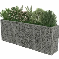 Gabion-højbed i galvaniseret stål - Robuste plantekasser | Størrelse: 270x50x100 cm