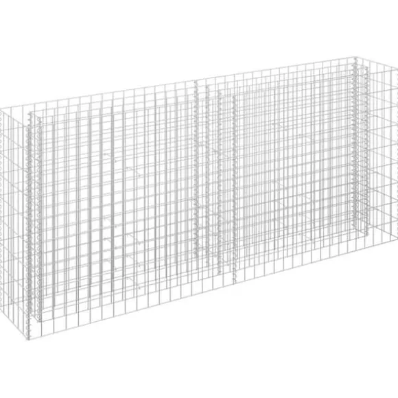 Gabion-højbed i galvaniseret stål - Holdbar plantekasse | Størrelse: 180x30x90 cm | Farve: Sølv
