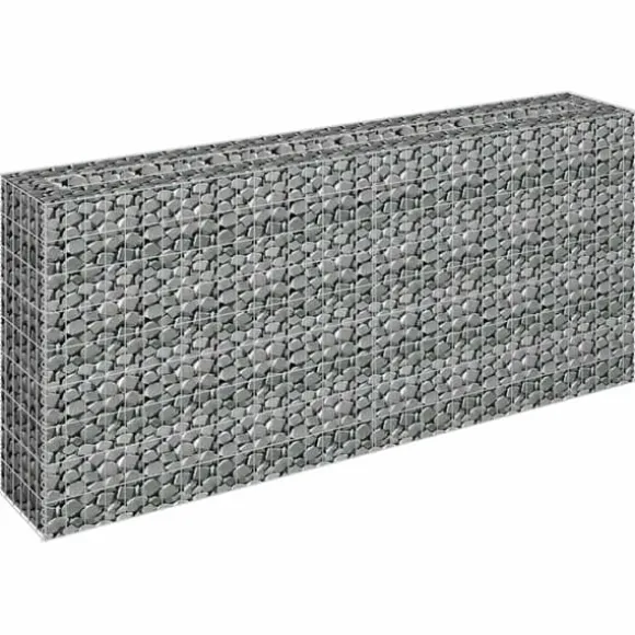 Gabion-højbed i galvaniseret stål - Holdbar plantekasse | Størrelse: 180x30x90 cm | Farve: Sølv