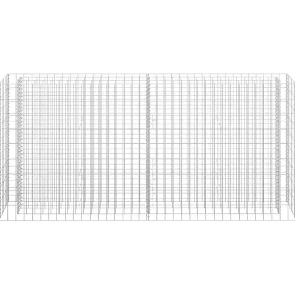 Gabion-højbed i galvaniseret stål - Holdbar plantekasse | Størrelse: 180x30x90 cm | Farve: Sølv