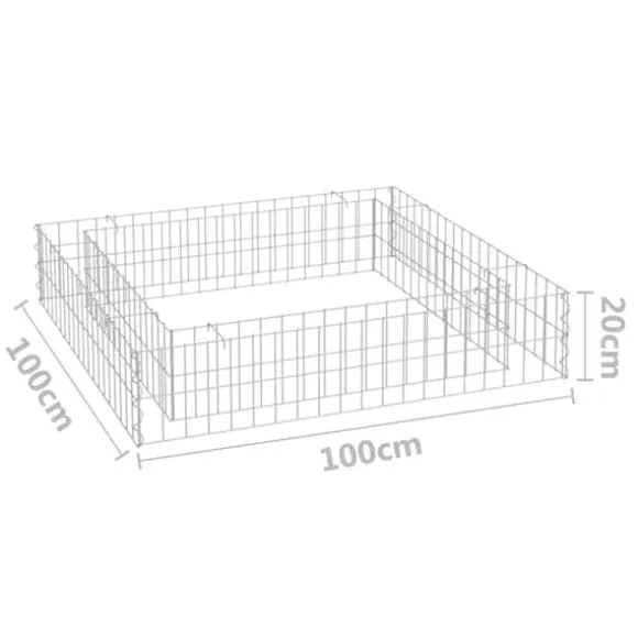 Gabion-højbed i galvaniseret stål - Stabil plantekasse | Størrelse: 100x100x20 cm