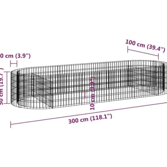 Gabion-højbed 300x100x50 cm galvaniseret jern - Gabion-havebed - Gabion-havebede - Home & Living