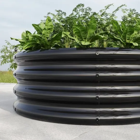 Galvaniseret højbed, rund plantekasse til grøntsager, frugt og blomster udendørs