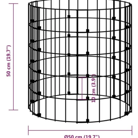 Galvaniseret kompostbeholder Ø50x50 cm - Rustbestandig & Vejrbestandig | Farve: Stål/grå | Størrelse: 50x50 cm