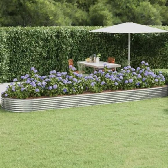 Galvaniseret plantekasse 523x140x36 cm - Højbed i sølvfarvet stål | Størrelse: 523x140x36 cm