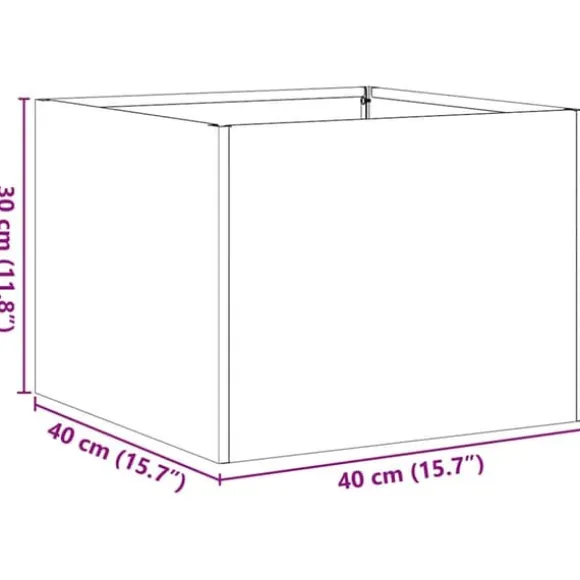 Galvaniseret plantekasse 40x40x30 cm - Holdbar og stilfuld til haven | Størrelse: 40x40x30 cm