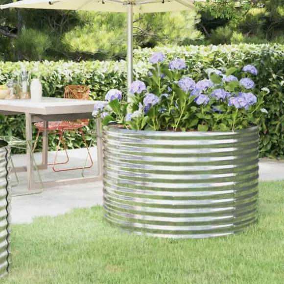 Galvaniseret plantekasse i stål - Højbed til have | Størrelse: 100x100x68 cm | Farve: Sølv