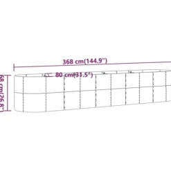 Galvaniseret plantekasse 368x80x68 cm | Farve: Antracitgrå