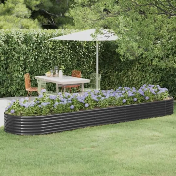 Galvaniseret stål plantekasse 396x100x36 cm | Farve: Antracitgrå