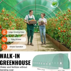 Gang-tunnel drivhus 27,38x9,5x7,38ft, galvaniseret ramme, PE cover, holdbar, velegnet til planter, hurtig opsætning.