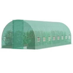 Gang-tunnel drivhus 27,38x9,5x7,38ft, galvaniseret ramme, PE cover, holdbar, velegnet til planter, hurtig opsætning.