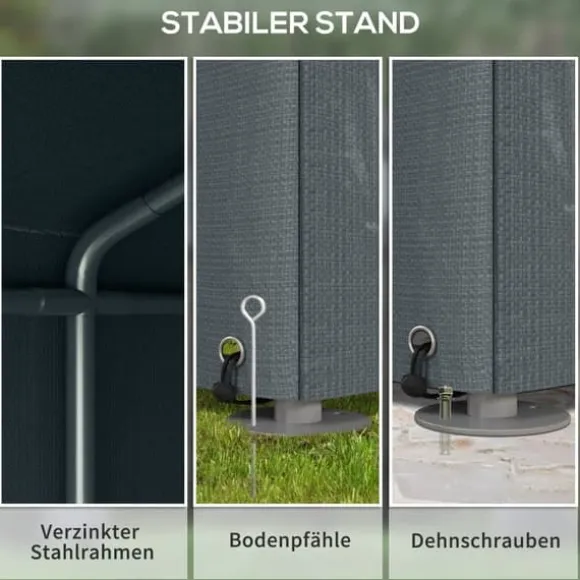 Garage telt 1,6×2,18×1,72 m, UV-beskyttelse, vandafvisende, rulleport, grå