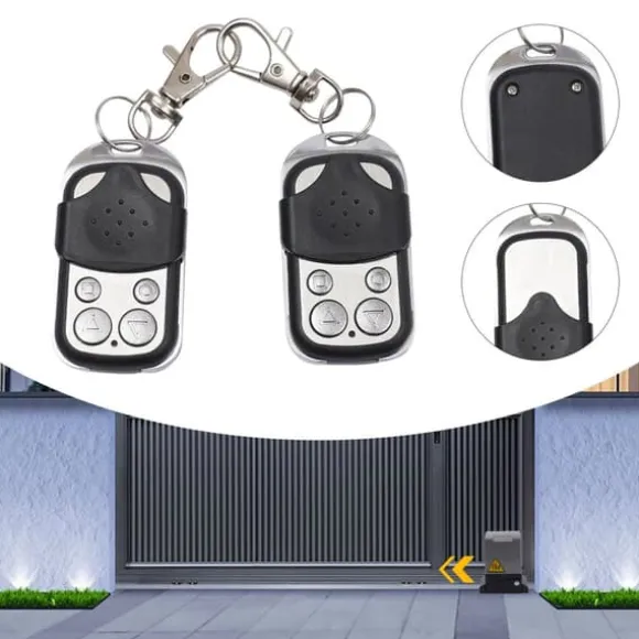 Garageport/indkørselsport fjernbetjening - Håndholdt sender - 2-pak - 433 MHz - EV-1527 fast kode - ABS + aluminium - Sort
