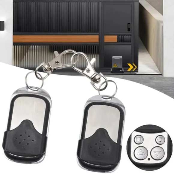 Garageport/indkørselsport fjernbetjening - Håndholdt sender - 2-pak - 433 MHz - EV-1527 fast kode - ABS + aluminium - Sort