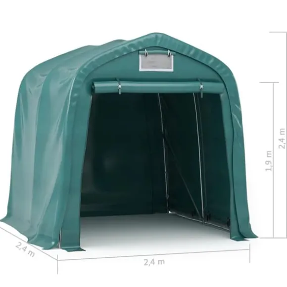 Garagetält i PVC - Vattentålig förvaring för fordon | Storlek: 2,4x2,4 m | Färg: Grön