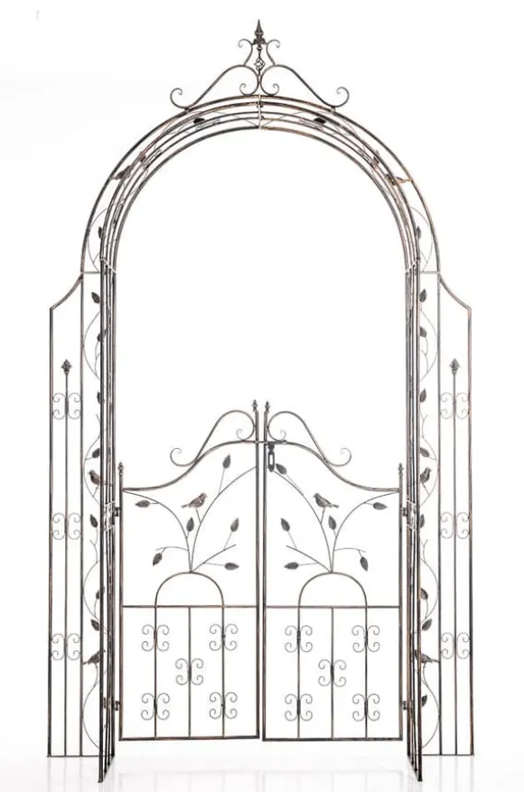 Garden Arch med Gate - Rose Arch - Iron Construction, Langs varig robust