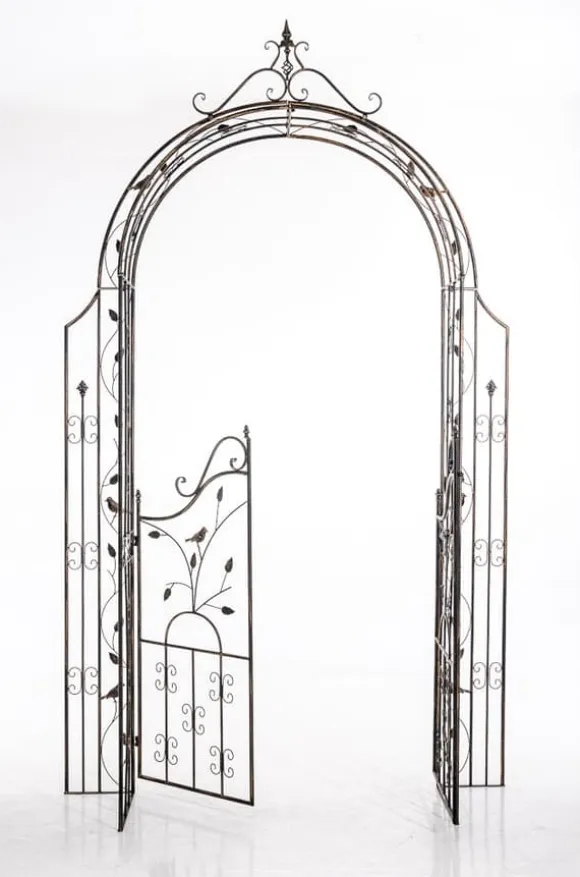 Garden Arch med Gate - Rose Arch - Iron Construction, Langs varig robust