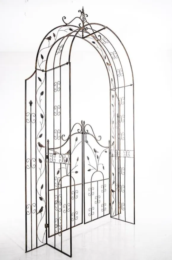 Garden Arch med Gate - Rose Arch - Iron Construction, Langs varig robust