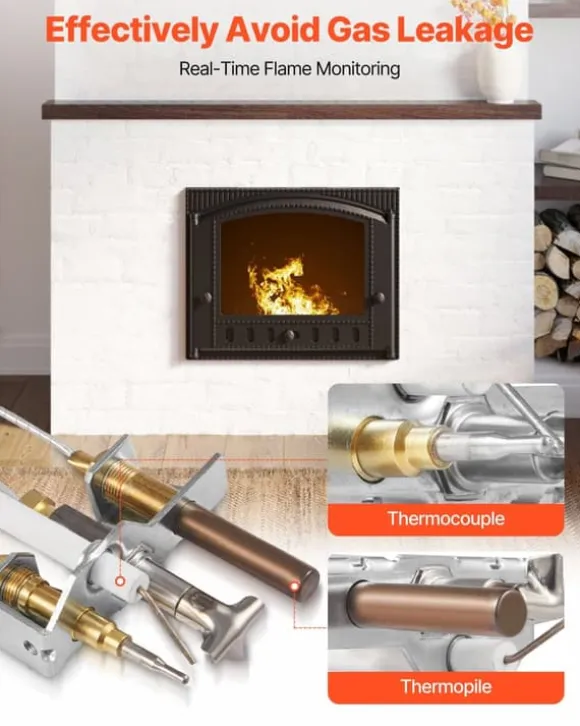 Gaspilotenhed / Gaspilot til pejs og varmeapparat - Udskiftningssæt - Til Naturgas - Pilotrør - Termoelement - Termosøjle - 4021-732 / 25660