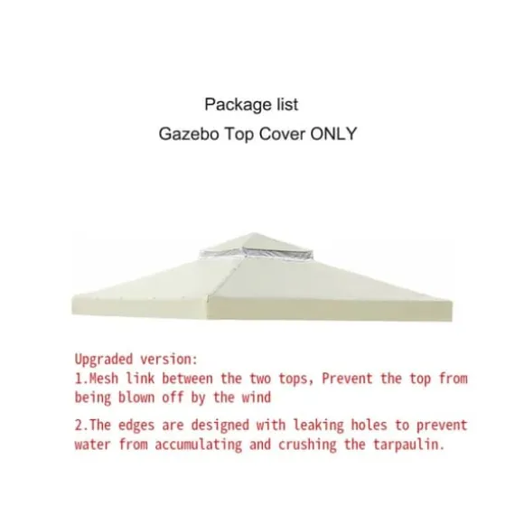 Gazebo Top Cover, Vandtæt Beskyttelse, Nem Installation,3m * 3m, ny dobbelt beige