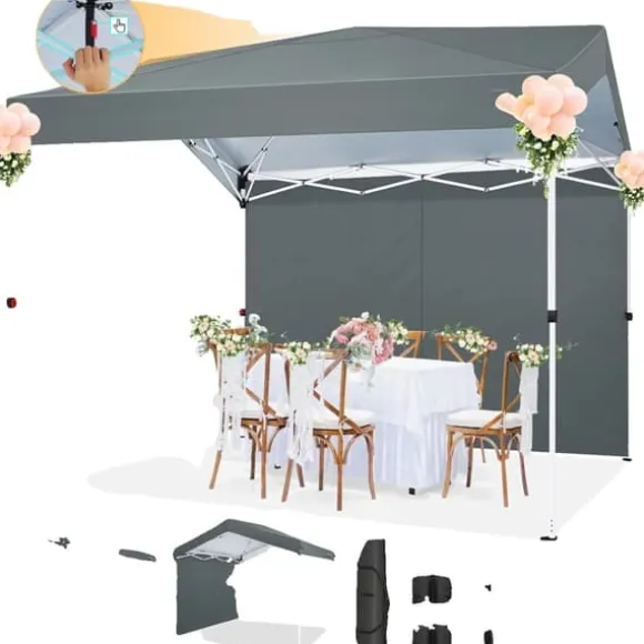 Gazebo, Vandtæt Stof, Justerbare Højder,3x3m, Grå