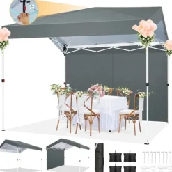 Gazebo, Vandtæt Stof, Justerbare Højder,3x3m, Grå