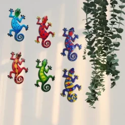 Gecko Ödla Väggdekor Trädgård prydnad 13x22cm - Rød/blå