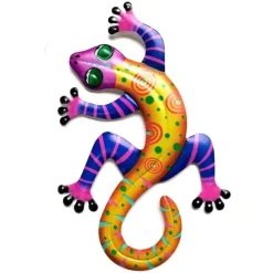 Gecko Lizard Vægskilt Have Ornament 14x21,8x0,8cm - Gul