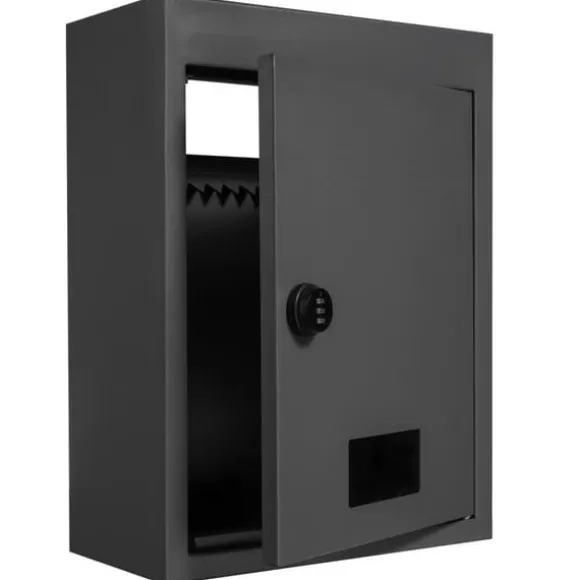 Gennemvægs dropboks 12,5x6,3x16,9" postkasse med kodelås, sort, sikkerhed, vandtæt, holdbar