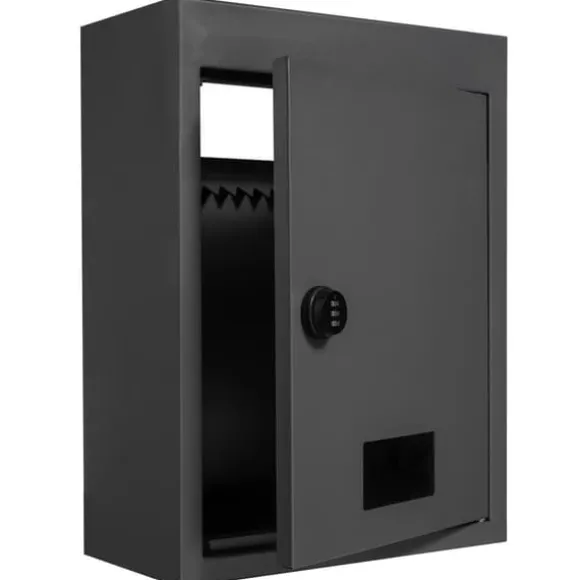 Gennemvægs dropboks 12,5x6,3x16,9" postkasse med kodelås, sort, sikkerhed, vandtæt, holdbar